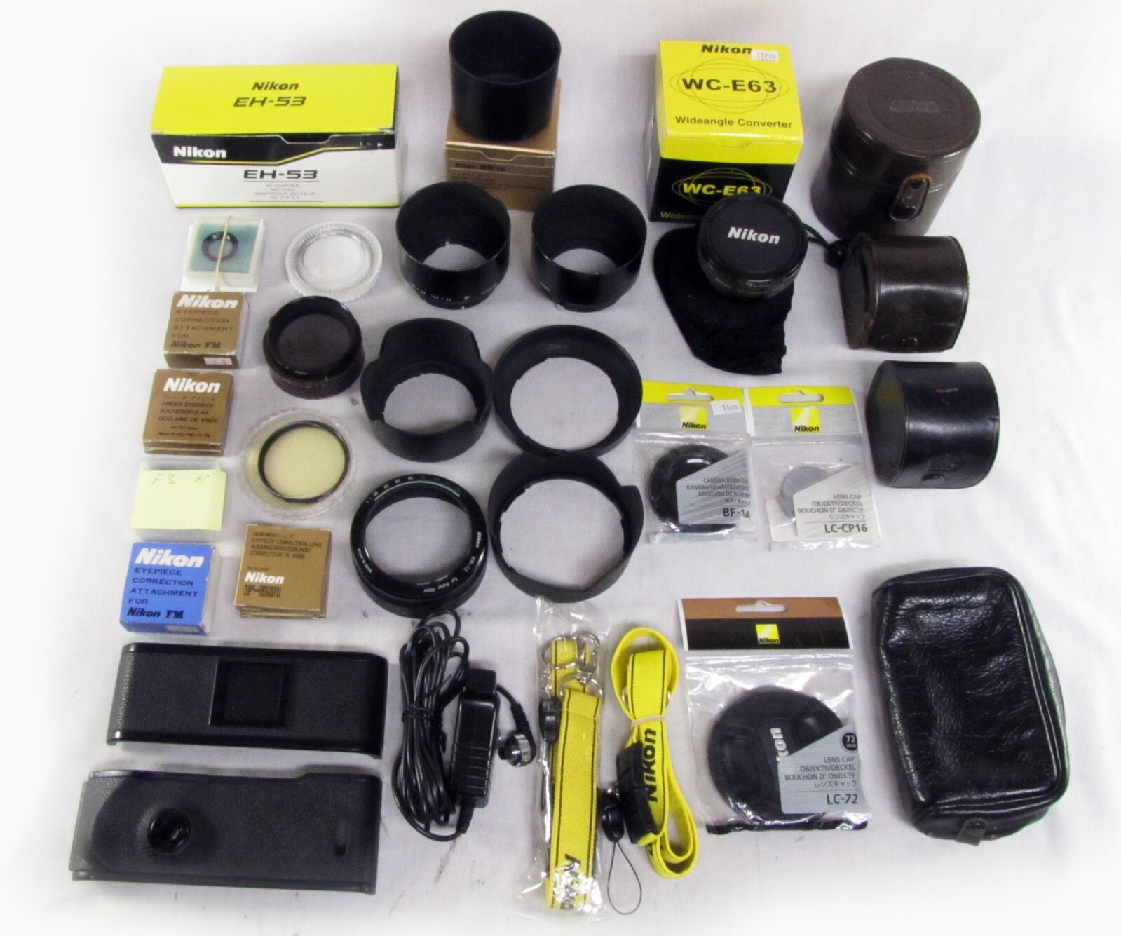 Nikon SLR FILM CAMERA ACCESSORY LOT - Hoods, Eyepieces, Backs, Filters Many NIB