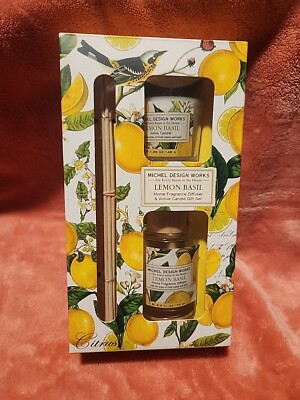 Michel Design Works Home Fragrance Lemon Basil Reed Diffuser & Votive Candle