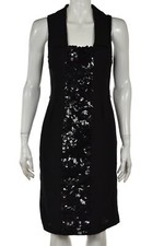 Lavender Label Vera Wang Womens Dress Size 0 34 Black Sequin Sheath Knee Length