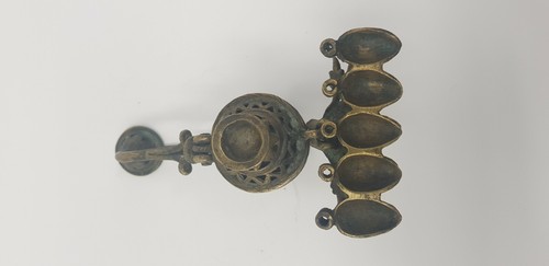 Vintage Old Brass Handcrafted Oil Lamp With Dhup Arti Decorative NH5299 - Picture 8 of 9