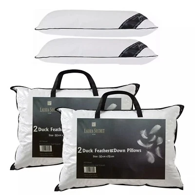 THE NIGHTS Luxury 100% Duck Feather & Down Pillows Extra Filled Soft Hotel Quality