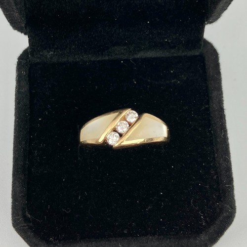 Kabana 14k Mother of Pearl & Diamond Yellow Gold Ring Size 6.5 - Picture 3 of 7
