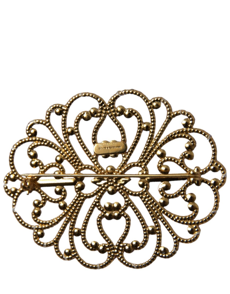 DOLCE & GABBANA Brooch Multicolor Hydrangea Gold Brass Pin