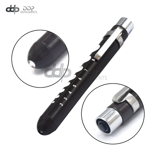 Black Reusable Nurse Penlight Pocket Medical LED with Pupil Gauge PL-010 - Bild 1 von 3