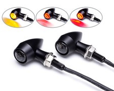 Custom Motorbike Rear Indicators Turn Signals with Tail Brake Lights BLACK