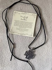 86150 Blessings Unlimited Tree of Life Silvertone Necklace Adjustable Leather