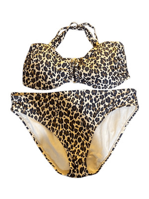 NWOT Time & tru women s plus size cheetah print 2PC swimsuit BXL T2x