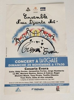 AUTOGRAPHE ORIGINAL CESÁRIA ÉVORA OBTENU 2009 SUR PUB CONCERT CHANTEUSE CAP VERT