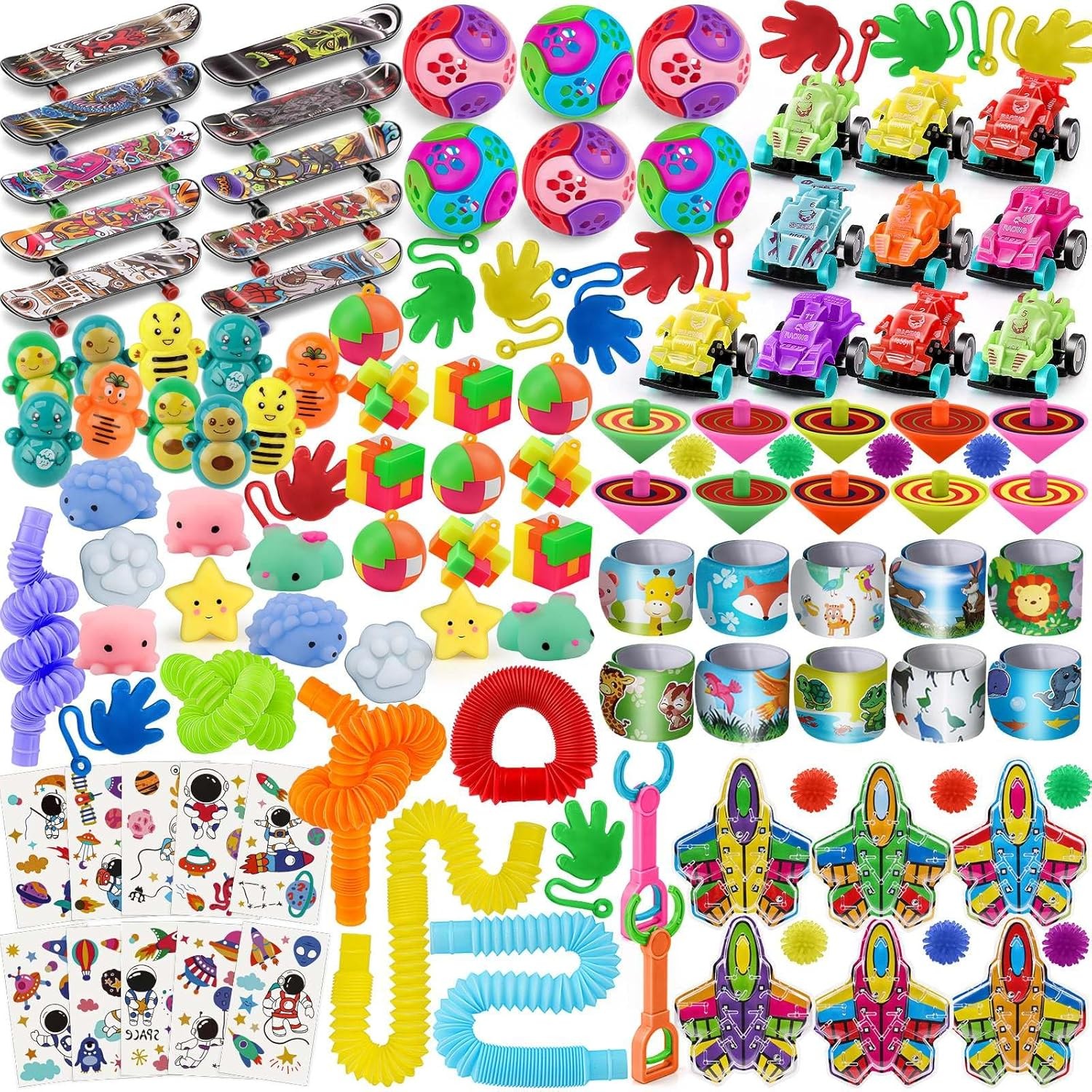 nicknack 120PCS Party Bag Fillers Unisex Kids Classroom Prizes Rewards Goodie L