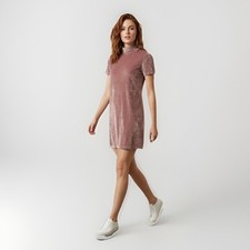 MADEWELL Women Velvet Mockneck Mini Shift Dress Size M Pink Purple Casual Party