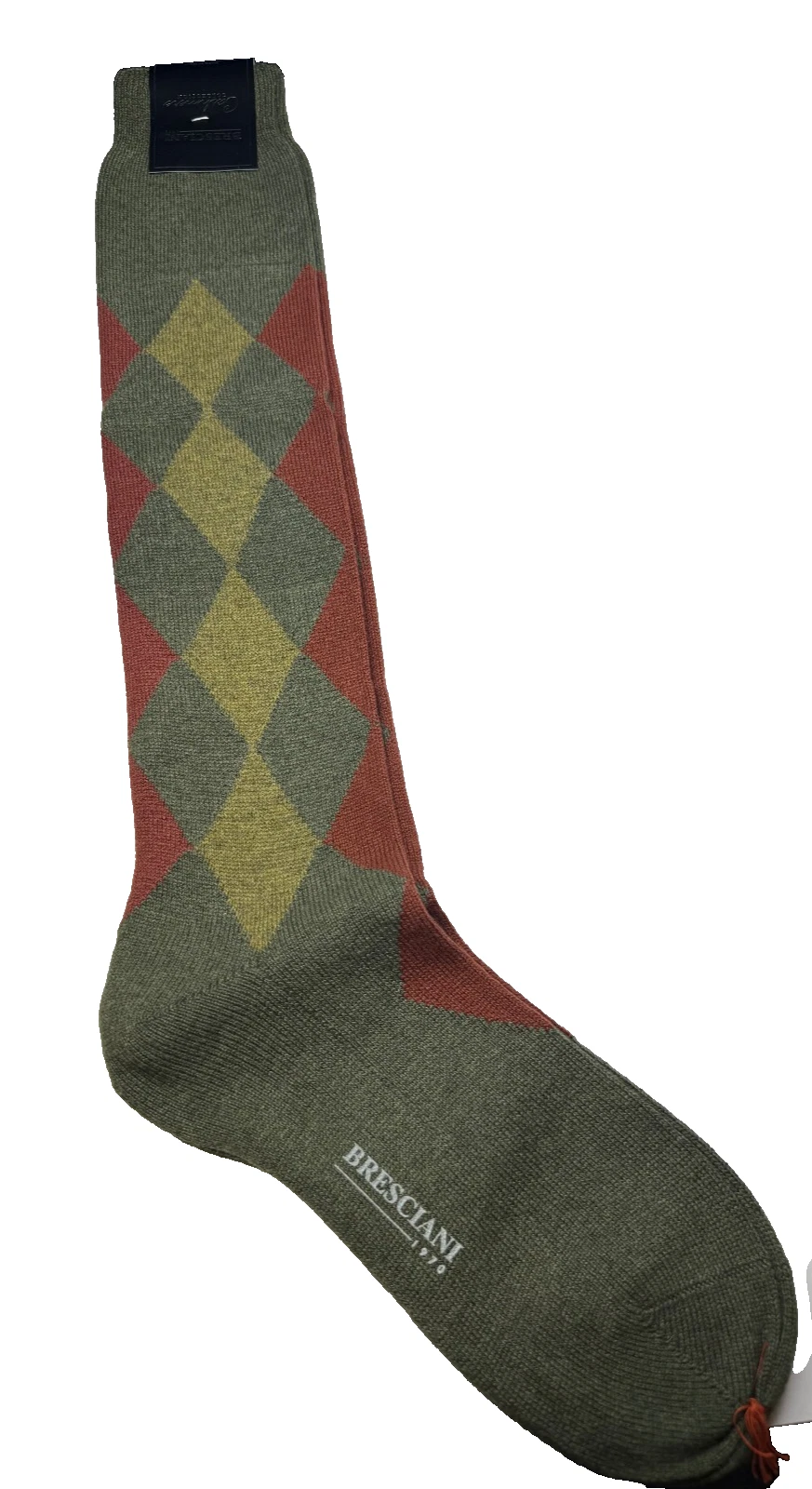 Bresciani 1970 Italian Luxury 100% Cashmere Olive Green & Red Color Size Small