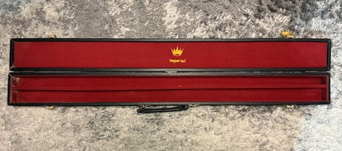RARE Vintage Imperial 1x2 Pool Cue Stick Black Leather Hard Case **READ DESC**