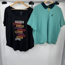 Outdoor Afro x REI Co-Op Shirt Lot Womens 1X Teal Polo Black T-Shirt Active New