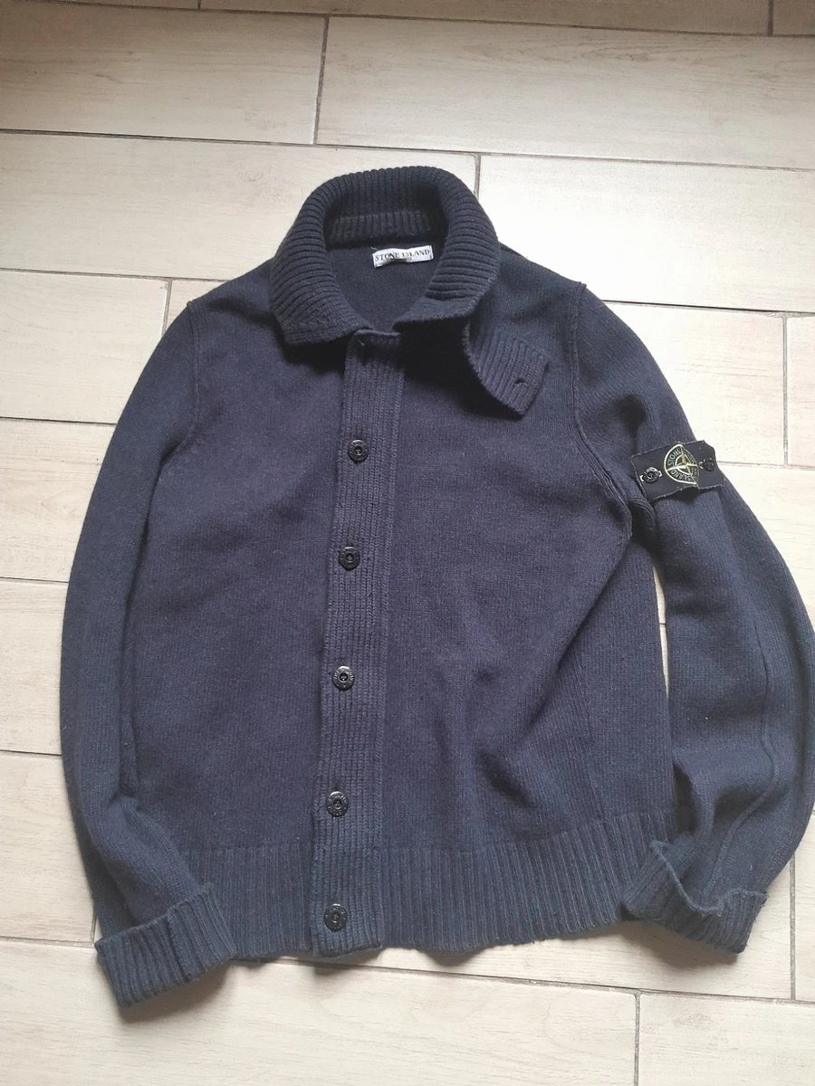 Chaqueta suéter para hombre Stone Island de punto lana/nailon negro gris antracita M (L)
