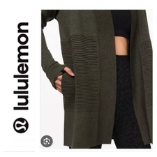 Lululemon Sit In Lotus Wrap Merino Wool Cardigan Sweater Women's Size 4 Green