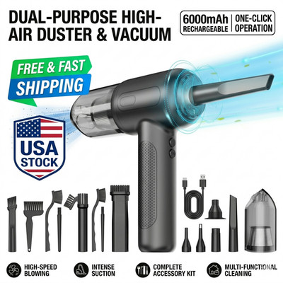 6000mAh Dual-Purpose Air Duster & Vacuum: Handheld for Home, Car and Office