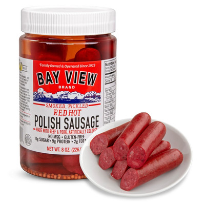Bay View Smoked Pickled Polish Sausage, No MSG, Gluten Free, No Soy, 0G Sugar, 9