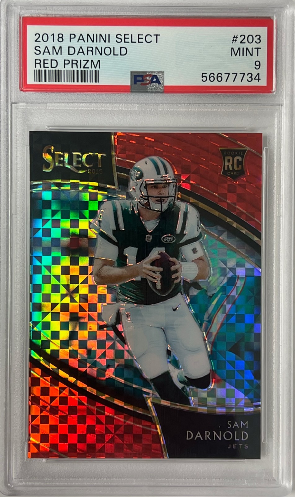 Sam Darnold RC 2018 Panini Select Field Level #203 Red Prizm /49 PSA 9