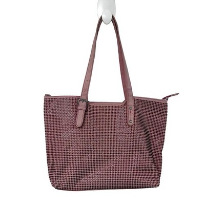 Unbranded Pink Rhinestone Embellished Double Handle Tote Bag AS IS 