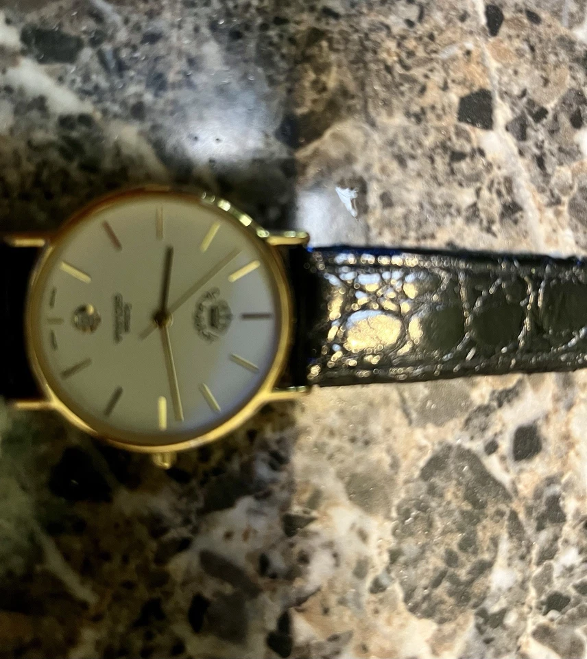 Nuevo RARO Grovana Rotree Regalo Rey Abdullah II de Jordania Reloj de Cuarzo Oro Real Foto 3 de 4