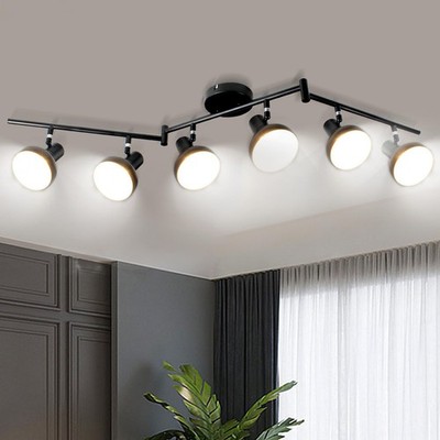 Track Lighting Fixtures Ceiling, 6-Head Adjustable LED Track Lighting Kit, Black