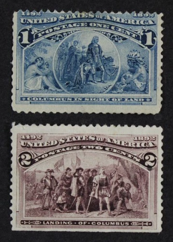CKStamps: US Stamps Collection Scott#230 231 Columbian Unused NG #231 Crease