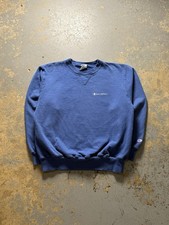 Vintage 90s Champion Distressed Blue Crewneck Sweatshirt-Size Large