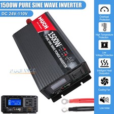 1500W High-power Car Inverters Pure Sine Wave Power DC 24V to AC 110V LCD USB