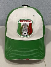 Mexico Hat Cap Strap Back Mens One Size Green White Soccer Mexican Team Football