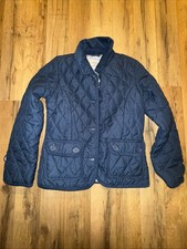 Girls Gap Navy Blue Quilted Plaid Coat Size 10 Large Water Resistant NWT