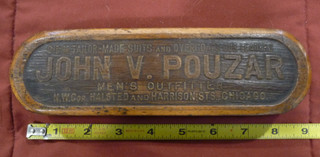 Wooden Clothes Brush w/ John V. Pouzar Advertising Circa 1910 Chicago Antique!