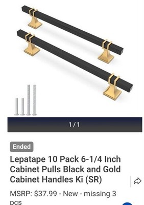 Lepatape 7 Pack Matte Black Gold Cabinet Pulls 9'' Modern Handle for Kitchen