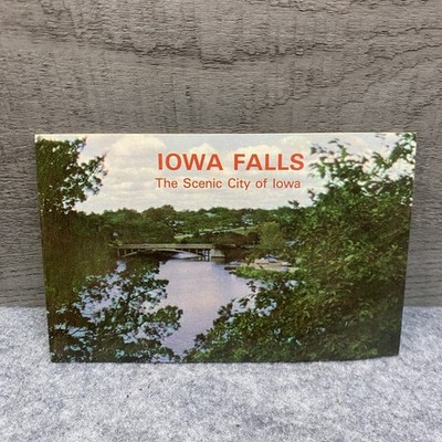 Vintage Iowa Falls River Street Bridge Postcard by Colourpicture
