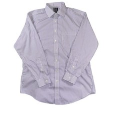 Jos A Bank Dress Shirt Mens 17-34 Blue White Stripe Tailored Fit Travelers