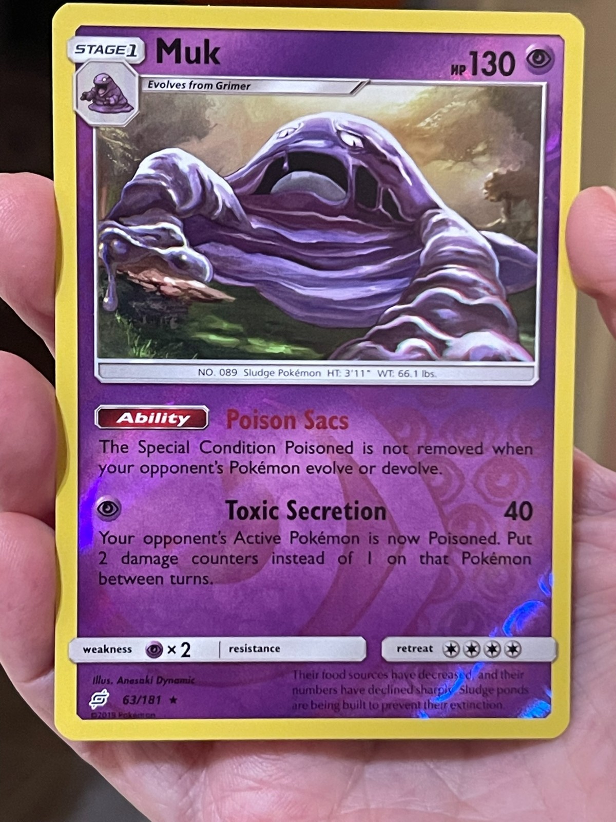 POKEMON MUK 63/181 RARE REVERSE HOLOFOIL TEAM UP NM CARD