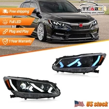 NEW LED Headlights For Honda Accord 9th Gen 2016 2017 Front Lamps Assembly Pair