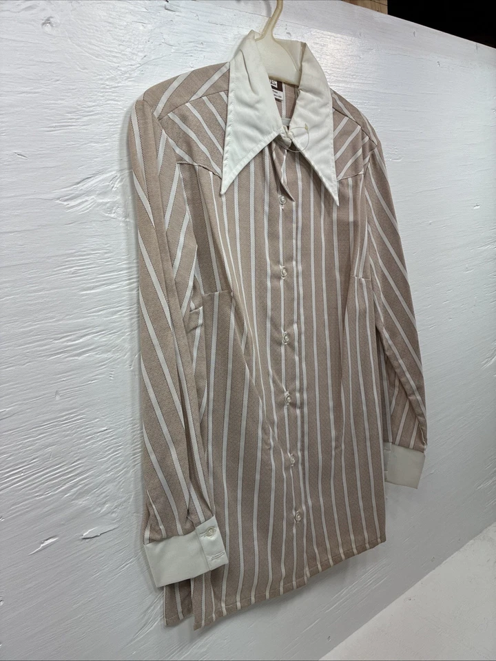 Nuevo Para Hombre Fenton Blanco Tostado Rayas Manga Larga Abotonada Pequeño Q-17 Foto 2 de 4