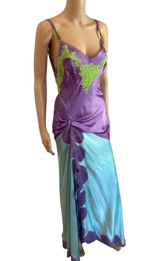 GIANNI VERSACE F/W 1996 RUNWAY ICONIC SILK DRESS GOWN SZ 42 image 4