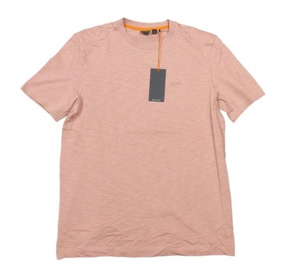 Boss Hugo Boss Men's Orange Cotton Slub Crew-Neck Short Sleeve T-Shirt