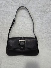 Steve Madden Black Shoulder Bag Buckle Accent Stitching Magnetic Closure
