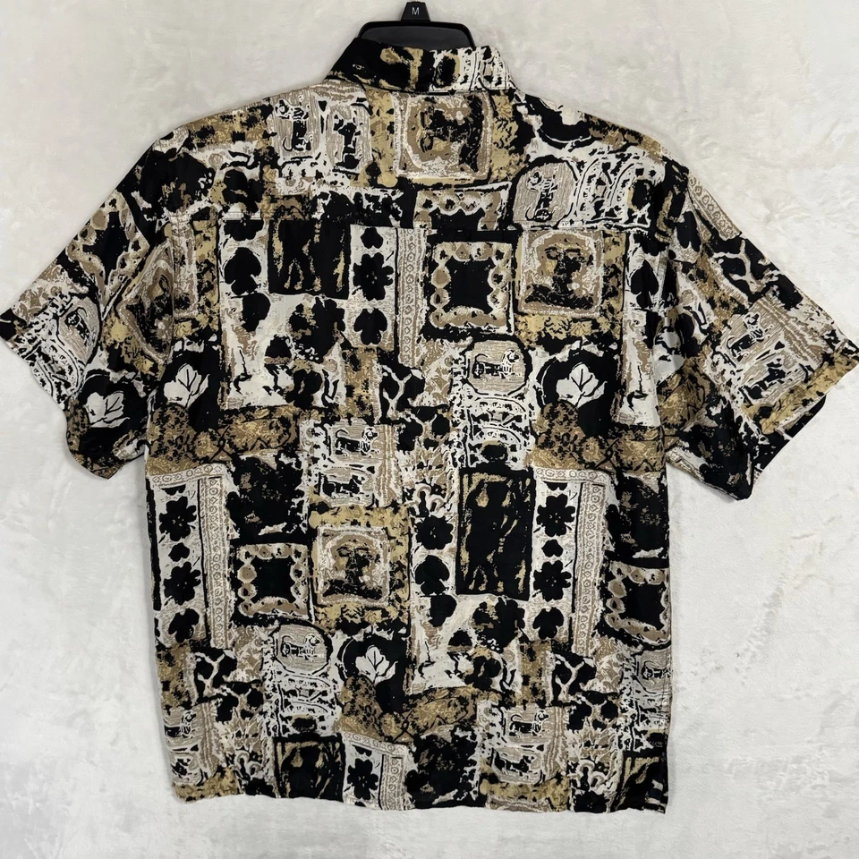 Camisa De Colección Años 90 Seda Con Botones Talla M Dachshund Perro Estampado Novedad Abstracta Foto 3 de 4