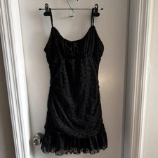 Altar'd State Black Mesh Star Ruffle Mini Dress Size S