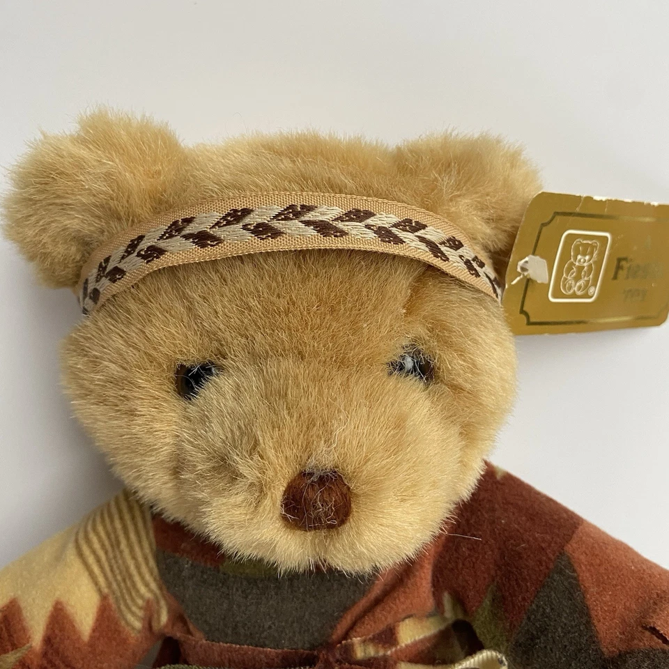 Oso de peluche nativo americano nuevo con etiquetas vestido azteca niña vintage un juguete de fiesta marrón Foto 2 de 4