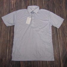 Collars  Co Polo Shirt Mens Large Blue Polka Dot Dress Collar Golf Performance