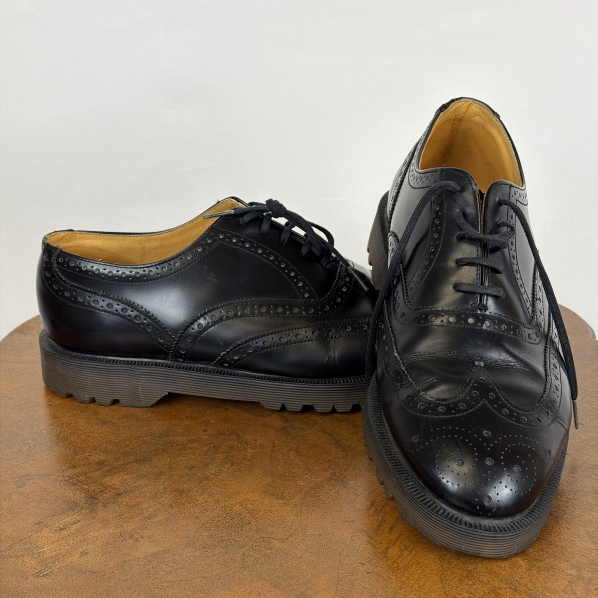 Doc Martens Oxfords Shoes Lace Up Vintage Made England Leather Black UK 9 US 10 Vintage Dr. Docs Martens 10940 Brown Leather Chunky Lace up  main image 4