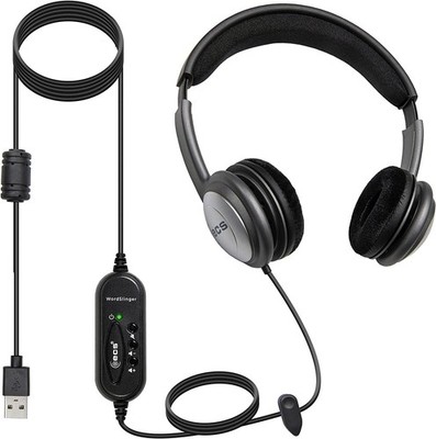 ECS OHUSB WordSlinger Deluxe Overhead USB Transcription Headphone Headset