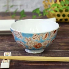 Kutani yaki Gohan Chawan Japanese Rice bowl Flower shower Japan Free shipping