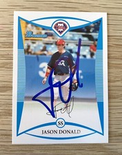 Jason Donald Autographed Card - 2008 Bowman Draft Prospects - Phillies Indians 