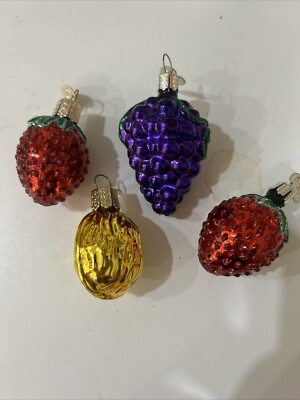 4 Merck Family s Old World Christmas Miniature Fruits