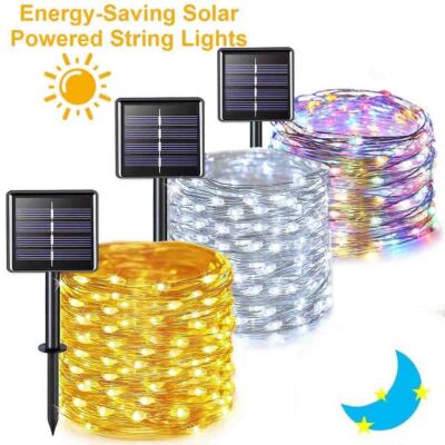33 Ft 100 Micro LED Lights 8 Modes Solar Indoor/Outdoor LED Fairy String Lights